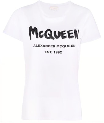 (Women) Alexander McQueen Logo Print Short Sleeve T-Shirt White SS22 608614-QZAD3-0909 Buy (Women) Alexander McQueen Logo Print Short Sleeve T-Shirt White SS22 608614-QZAD3-0909