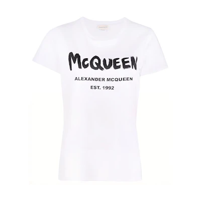 (Women) Alexander McQueen Logo Print Short Sleeve T-Shirt White SS22 608614-QZAD3-0909