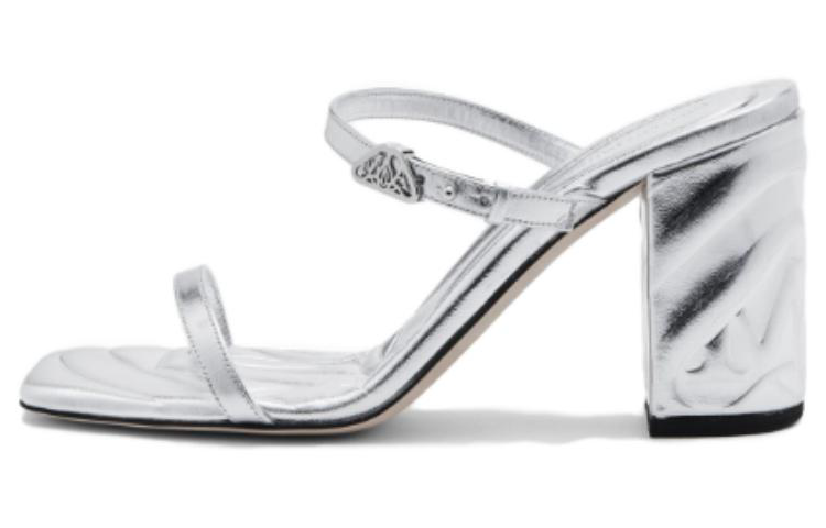 (W) Alexander McQueen Metallic Leather Sandals 'Silver'
