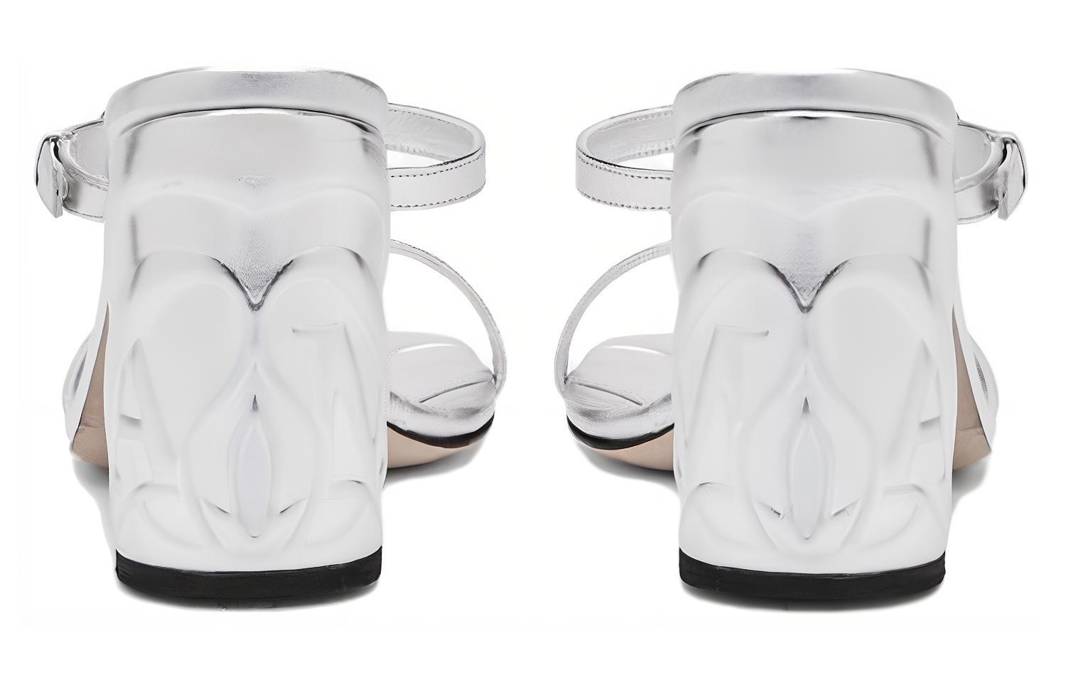 (W) Alexander McQueen Metallic Leather Sandals 'Silver' 圖 5