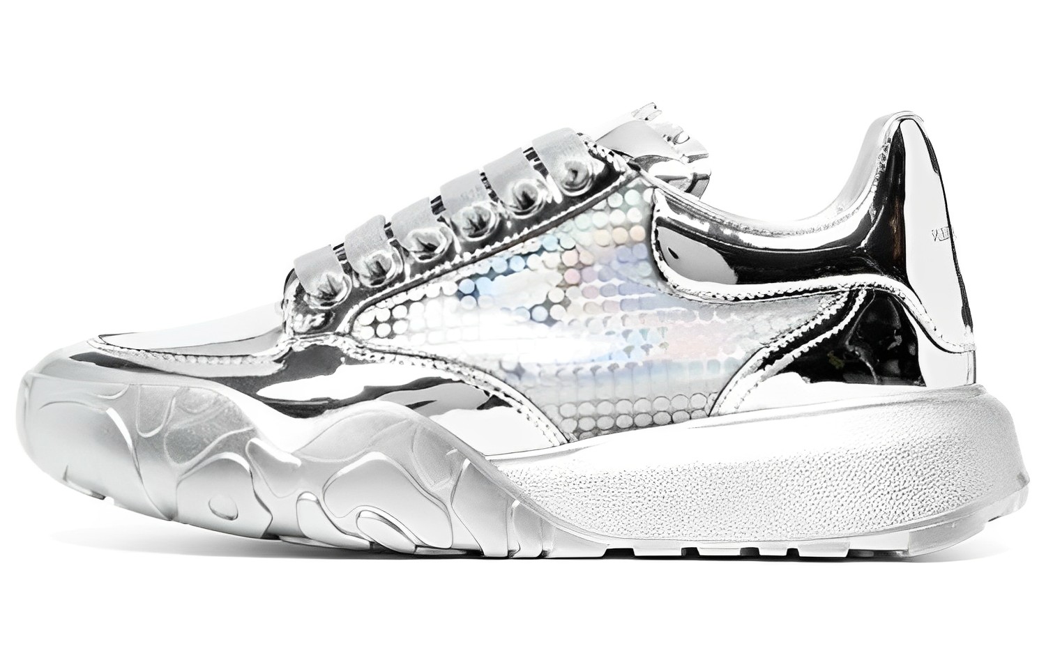 (Women) Alexander McQueen Oversized Court Trainer 'Silver Holographic' 685679-W4SI1-8257
