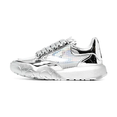 (W) Alexander McQueen Oversized Court Trainer 'Silver Holographic'