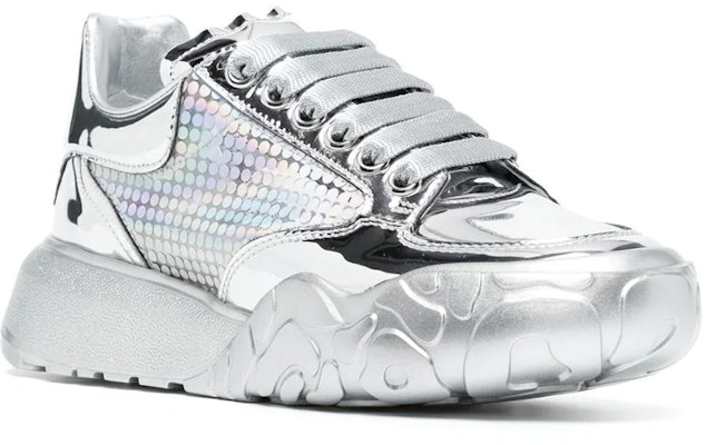 (Women) Alexander McQueen Oversized Court Trainer 'Silver Holographic' 685679-W4SI1-8257 Order (Women) Alexander McQueen Oversized Court Trainer 'Silver Holographic' 685679-W4SI1-8257