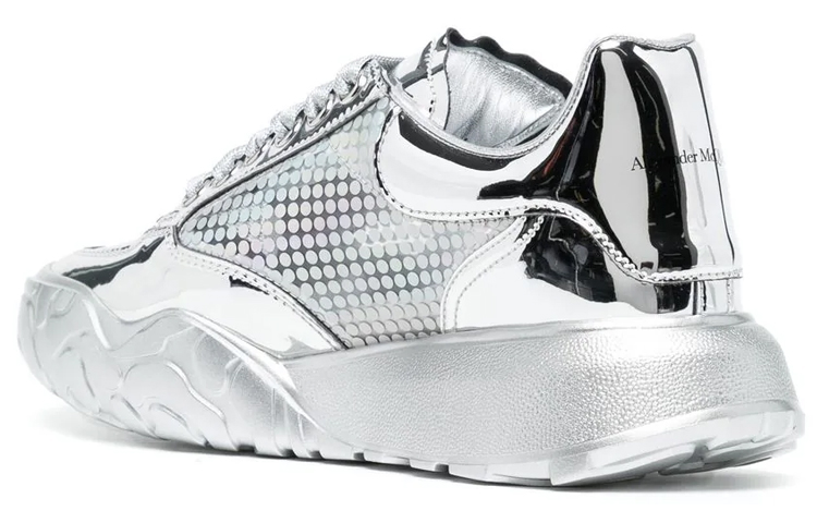 Lookbook 亞歷山大·麥昆 皮革 低幫綁帶圓頭舒適 運動休閒鞋 女款 銀色