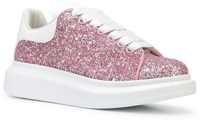 (Women) Alexander McQueen Oversized Fuchsia White Glitter 621062W4RN15686 Order (Women) Alexander McQueen Oversized Fuchsia White Glitter 621062W4RN15686