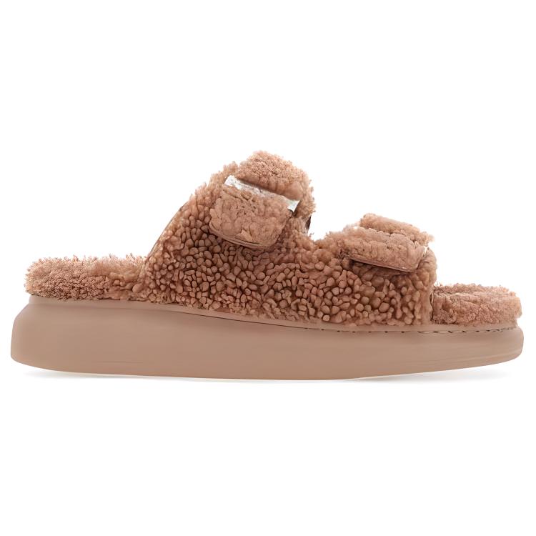 Order (W) Alexander McQueen Oversized Hybrid Slide 'Shearling Pink' Wanita 676731-WLEK3-6818