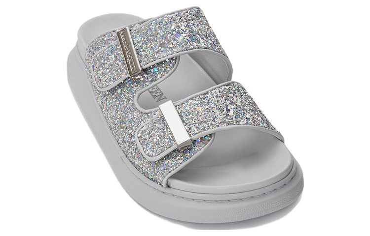 Order (W) Alexander McQueen Sandal Oversize 'Silver Glitter' 708097-W4JFA-8387