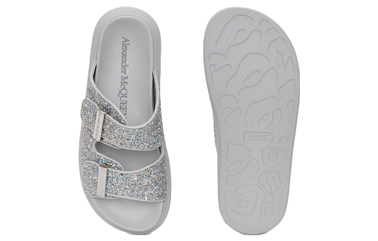 Shop (W) Alexander McQueen Zapatillas Oversized Hybrid 'Plateado Glitter' 708097-W4JFA-8387