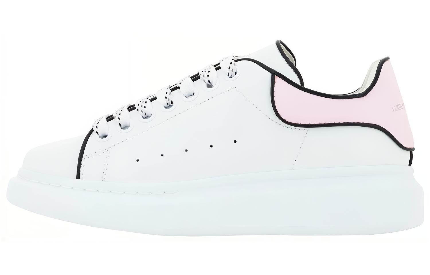 Buy (W) 알렉산더 맥퀸 오버사이즈 레더 스니커즈 '화이트 핑크' 733003WHJE58845