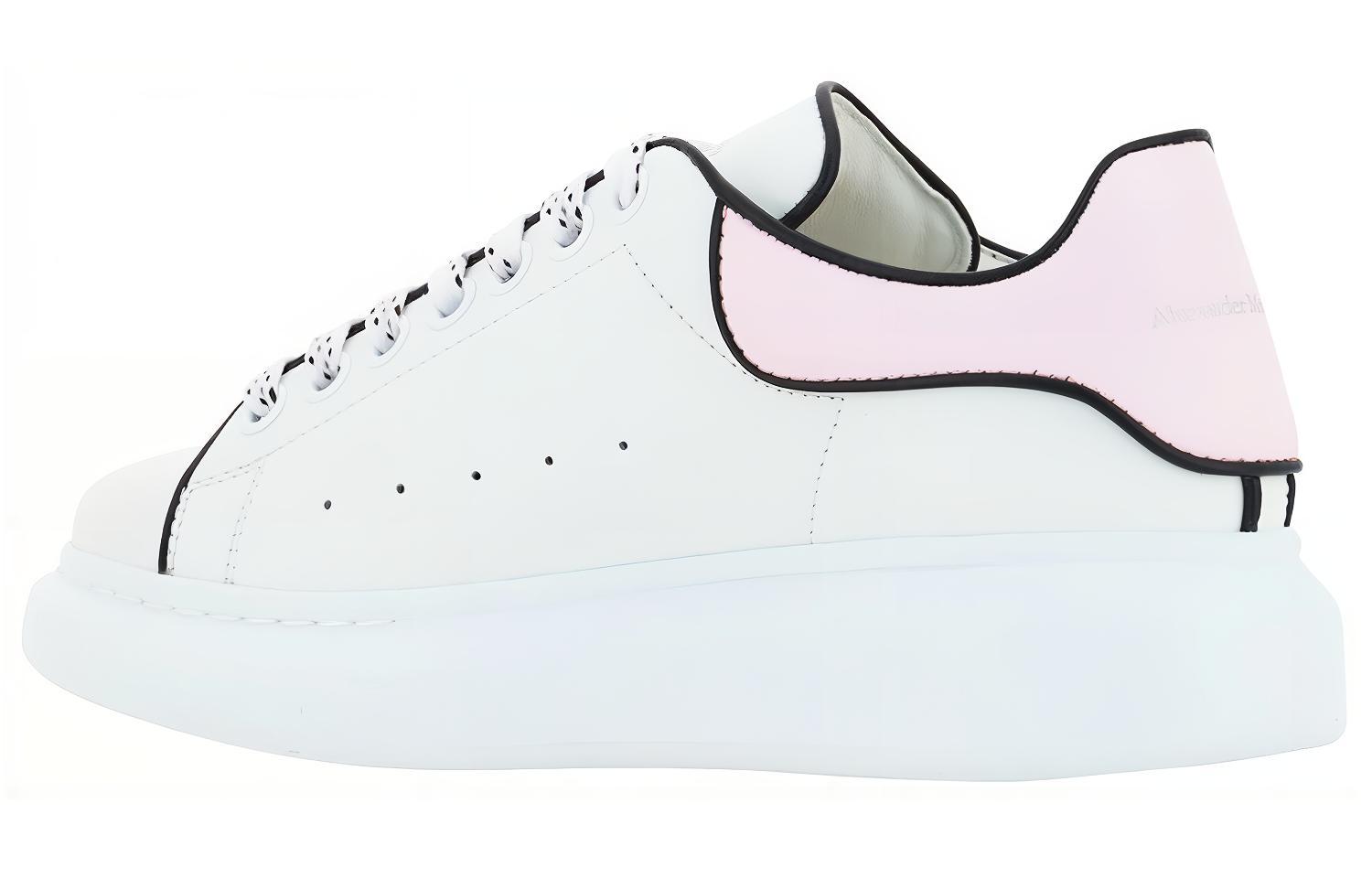 Shop (W) 알렉산더 맥퀸 오버사이즈 레더 스니커즈 '화이트 핑크' 733003WHJE58845