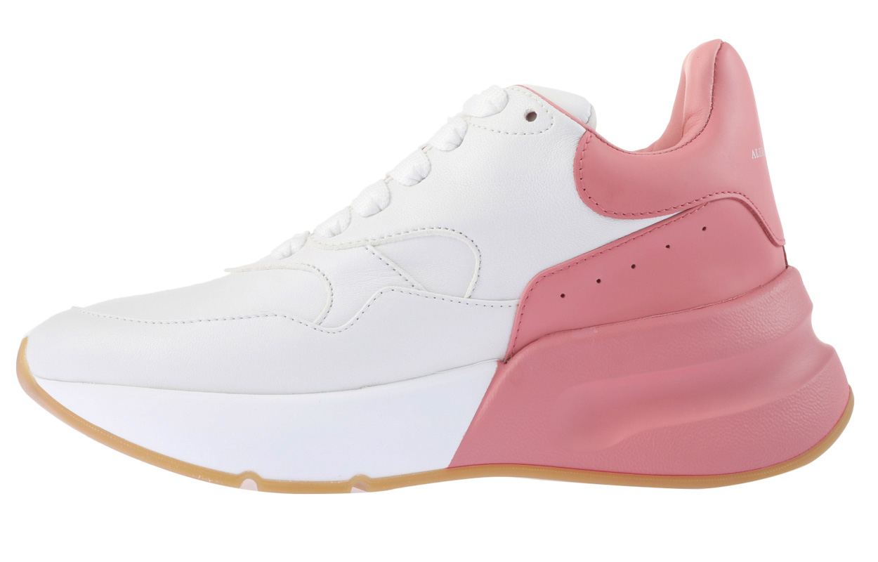 (Women) Alexander McQueen Oversized Runner Low Top Leather Sneakers with Mesh 'White Pink' 533709WHRU39374