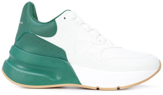(Women) Alexander McQueen Oversized Runner Low Top Leather Sneakers with Mesh 'White Green' 533709WHRU39463 Order (Women) Alexander McQueen Oversized Runner Low Top Leather Sneakers with Mesh 'White Green' 533709WHRU39463