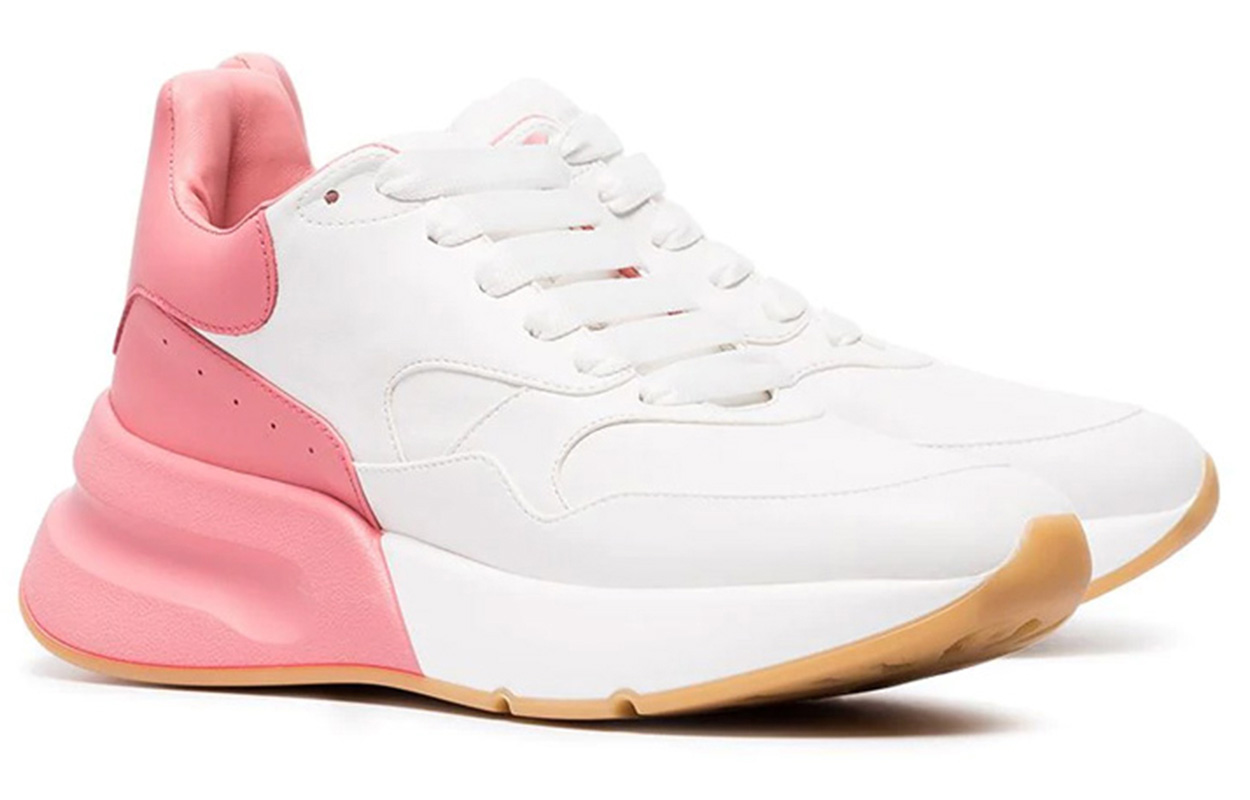 Lookbook (Women) Alexander McQueen Oversized Runner Low Top Leather Sneakers with Mesh 'White Pink' 533709WHRU39374