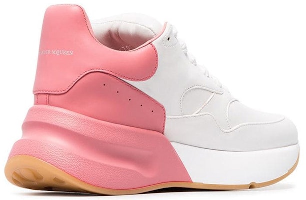 Alexander McQueen 復古皮革運動鞋 女款 白粉 Shop Alexander McQueen 復古皮革運動鞋 女款 白粉