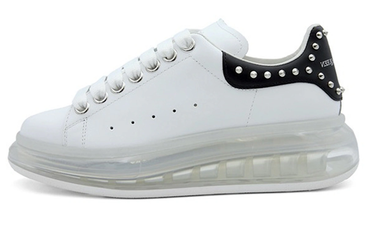 (Women) Alexander McQueen Oversized Sneaker 'Clear Sole Studded - White Black'