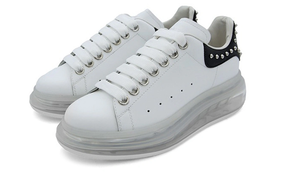 (Women) Alexander McQueen Oversized Sneaker 'Clear Sole Studded - White Black'