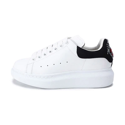 (W) Alexander McQueen Oversized Sneaker 'White Black Heart Crystal'