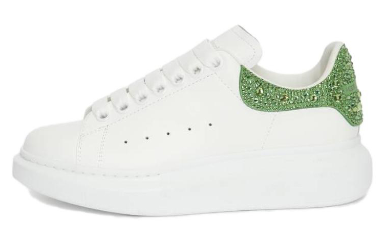 Buy (W) 亚历山大·麦昆白色酸性绿色水晶厚底运动鞋 718243-WIA4Z-8964