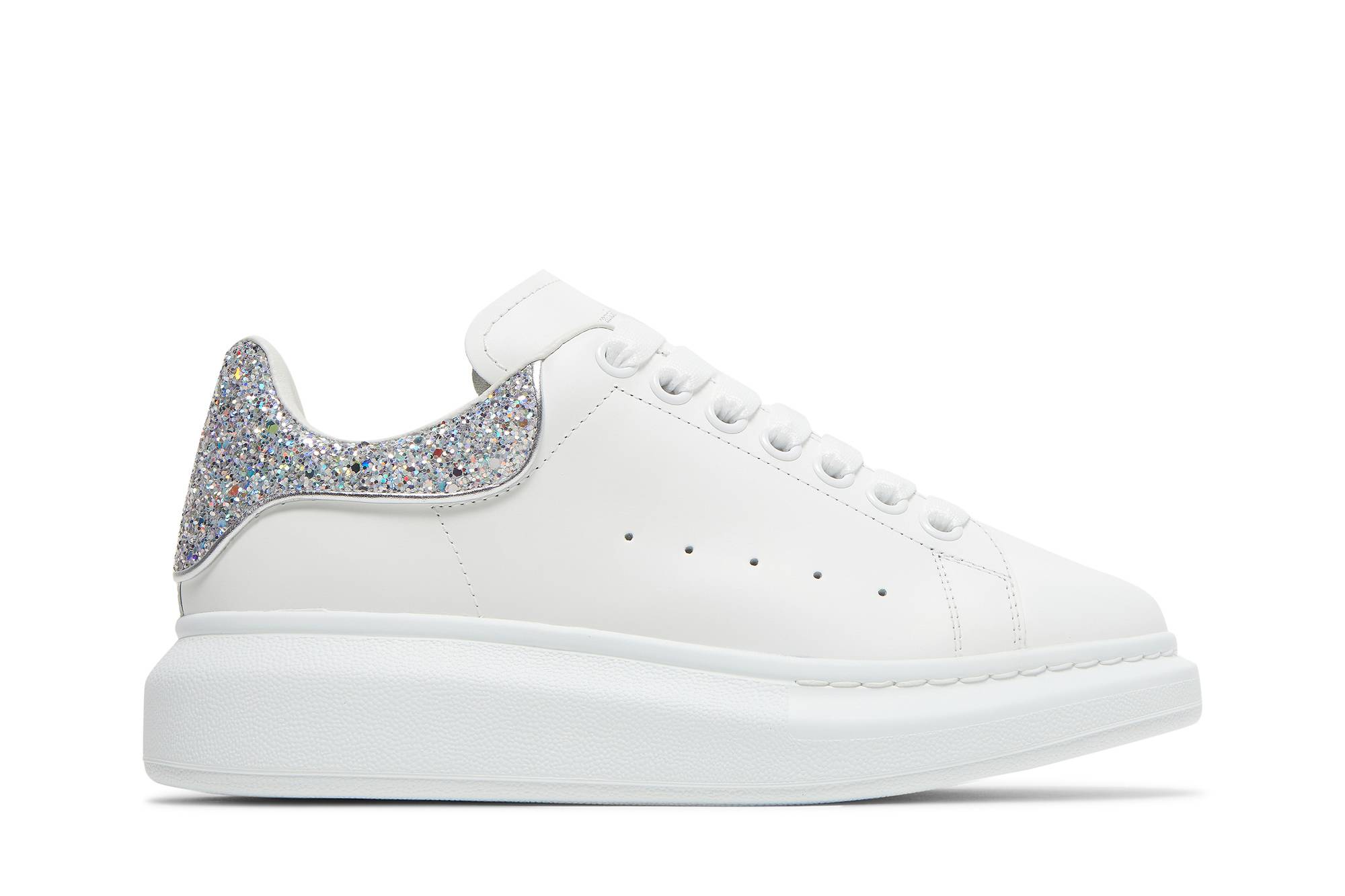 (Women) Alexander McQueen Oversized Sneaker 'White Silver Glitter' 558945-WHTQI-9413
