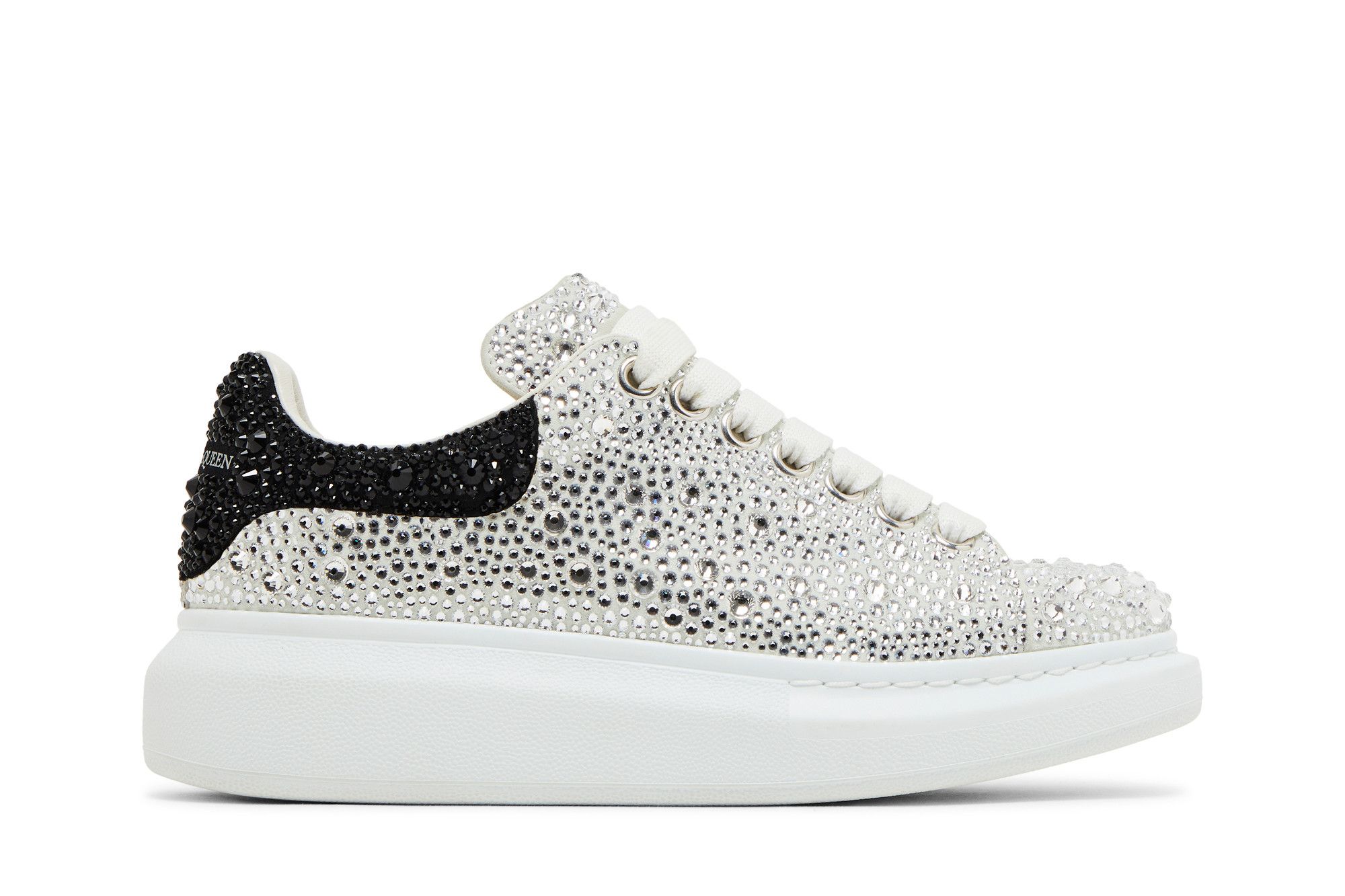 アレクサンダーマックイーン Oversized Crystal 27 クリスタル Women's Crystal-embellished Oversized Sneaker in White/Crystal