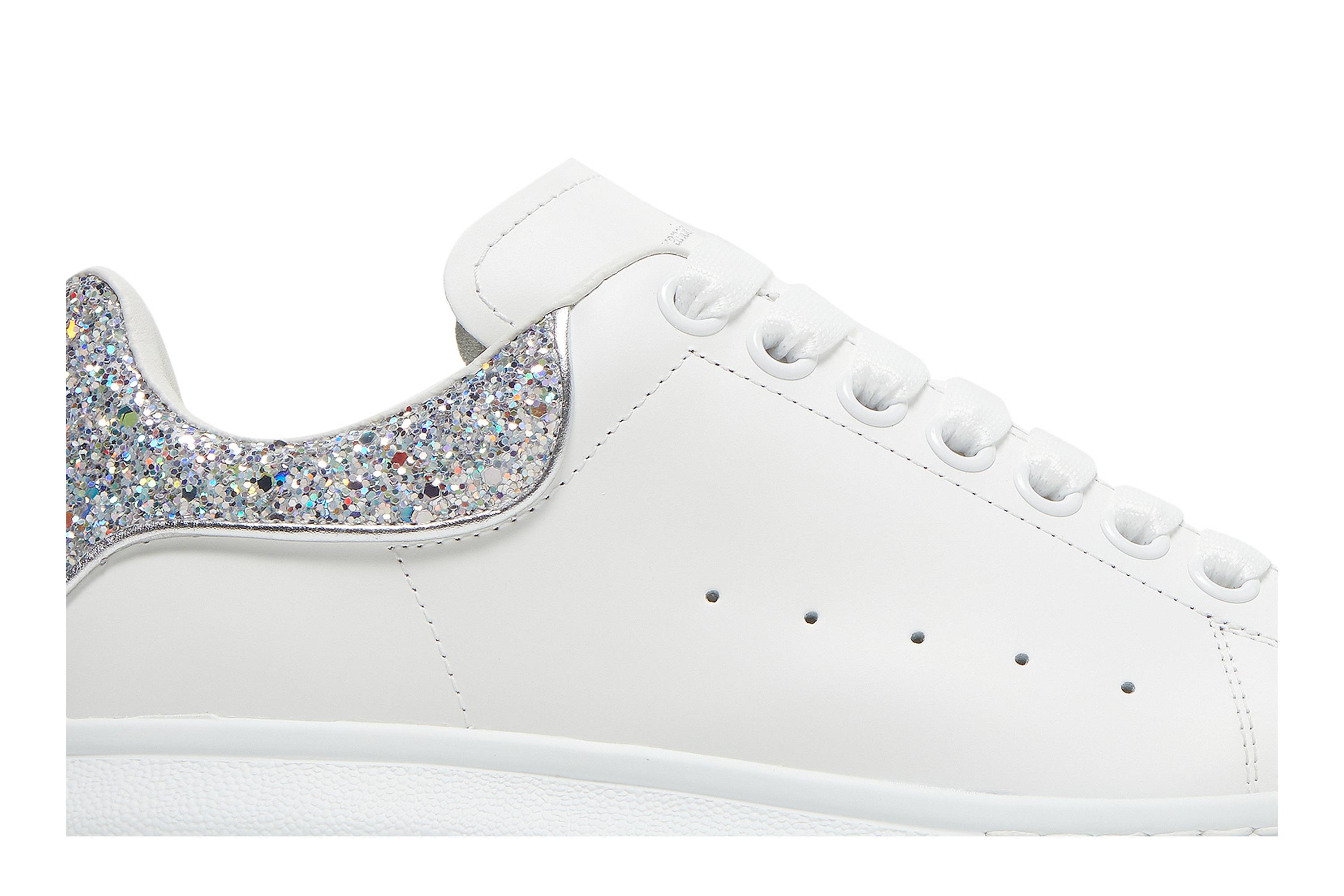 Order (W) Alexander McQueen Sepatu Oversized 'Putih Perak Glitter' 558945-WHTQI-9413