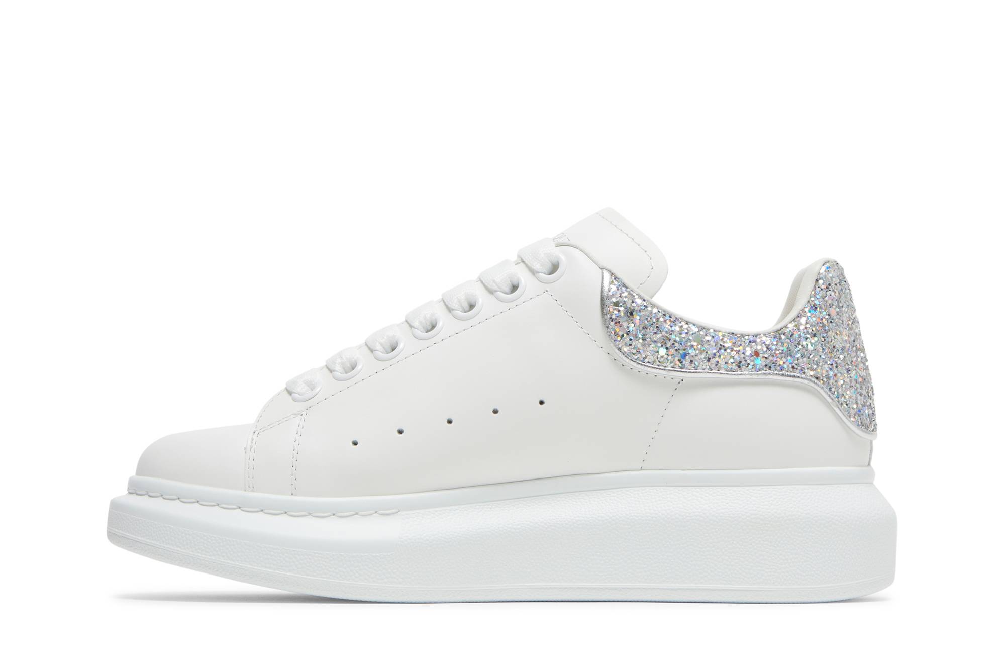 Lookbook (W) Alexander McQueen Sepatu Oversized 'Putih Perak Glitter' 558945-WHTQI-9413