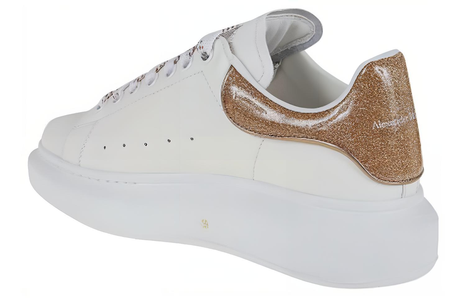 Shop 亞歷山大·麥昆 Alexander McQueen 厚底皮革綁帶時尚板鞋 女款 白金色