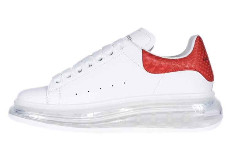 Buy Alexander McQueen亞歷山大麥昆 皮革 廣款 時尚板鞋 女款 白紅