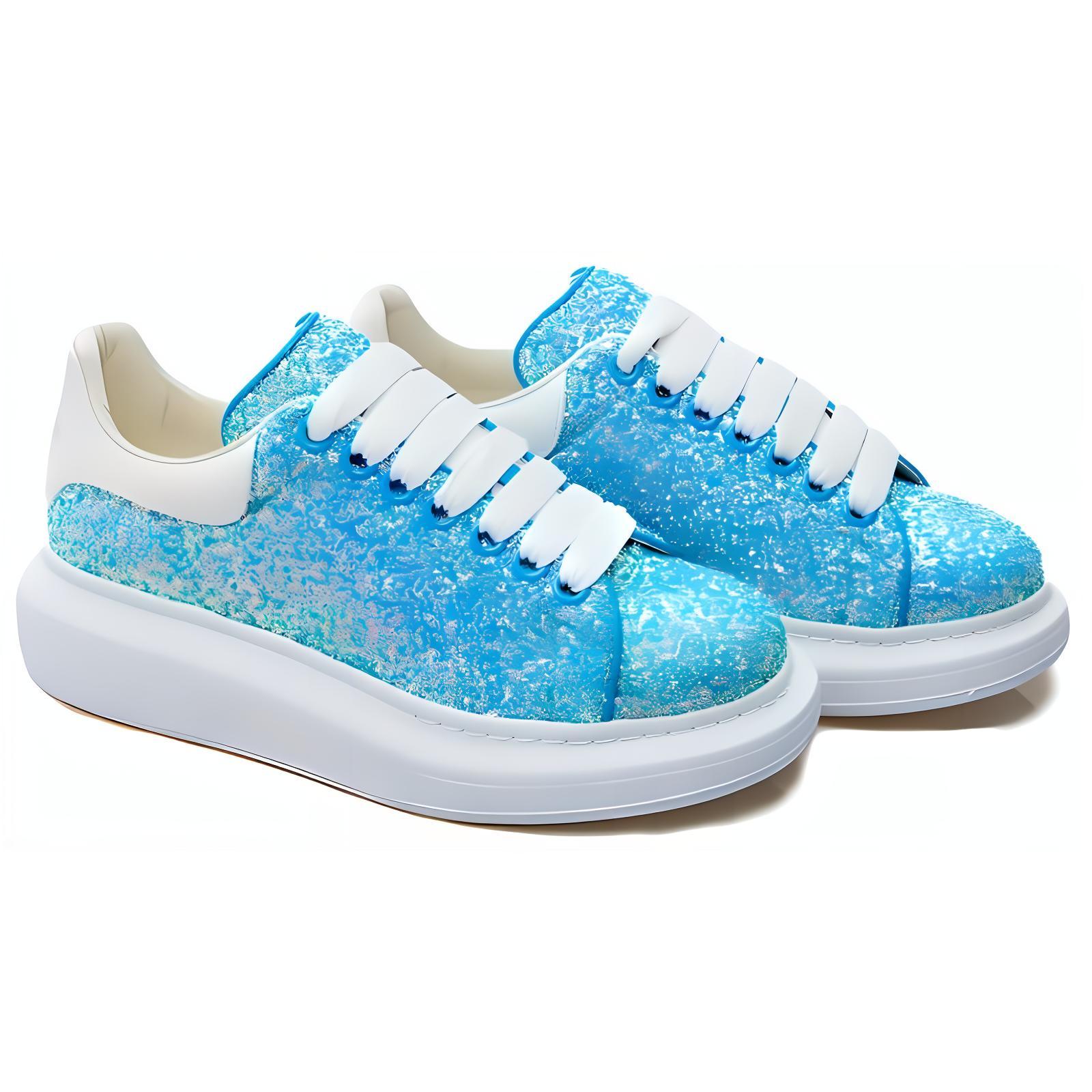 Lookbook (W) Alexander McQueen Sneakers Besar Glitter Biru 'Heavenly' 558944W4T634543