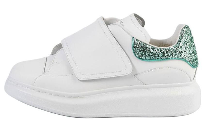 Buy (W) 亚历山大·麦昆白色祖母绿闪光魔术贴厚底运动鞋 559699-WHTQI-9079