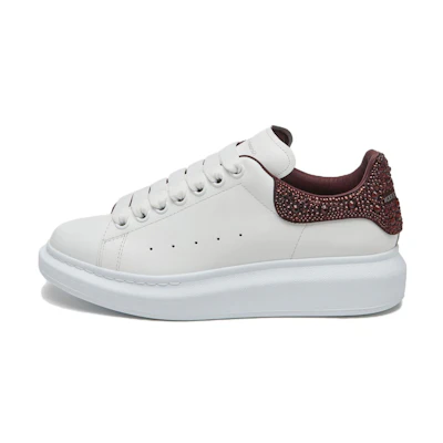 (W) Alexander McQueen Oversized White Dark Burgundy Crystal