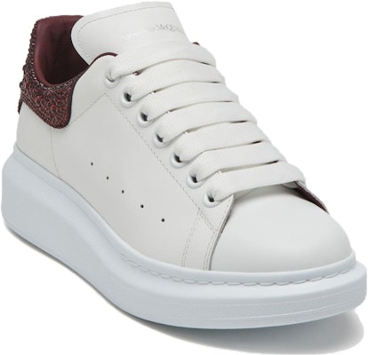 (W) Alexander McQueen Oversized Putih Burgundy Gelap Kristal 718243WIE958719 Order (W) Alexander McQueen Oversized Putih Burgundy Gelap Kristal 718243WIE958719