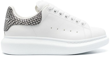 (Women) Alexander McQueen Oversized White Grey Snakeskin 718139WIEER9061 (Women) Alexander McQueen Oversized White Grey Snakeskin 718139WIEER9061