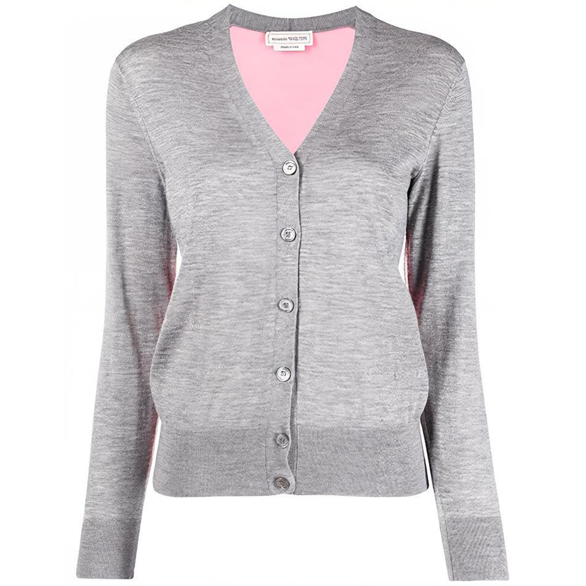 (Women) Alexander McQueen Patchwork Knit Long Sleeve Sweater Grey. 667839-Q1AVV-1101