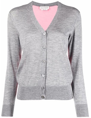 (W) 亞歷山大·麥昆拼接針織長袖毛衣灰色 667839-Q1AVV-1101 Order (W) 亞歷山大·麥昆拼接針織長袖毛衣灰色 667839-Q1AVV-1101