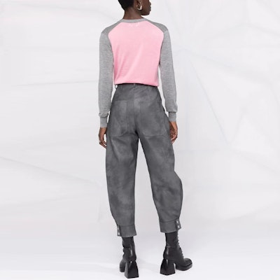 (W) 亞歷山大·麥昆拼接針織長袖毛衣灰色 667839-Q1AVV-1101 Shop (W) 亞歷山大·麥昆拼接針織長袖毛衣灰色 667839-Q1AVV-1101