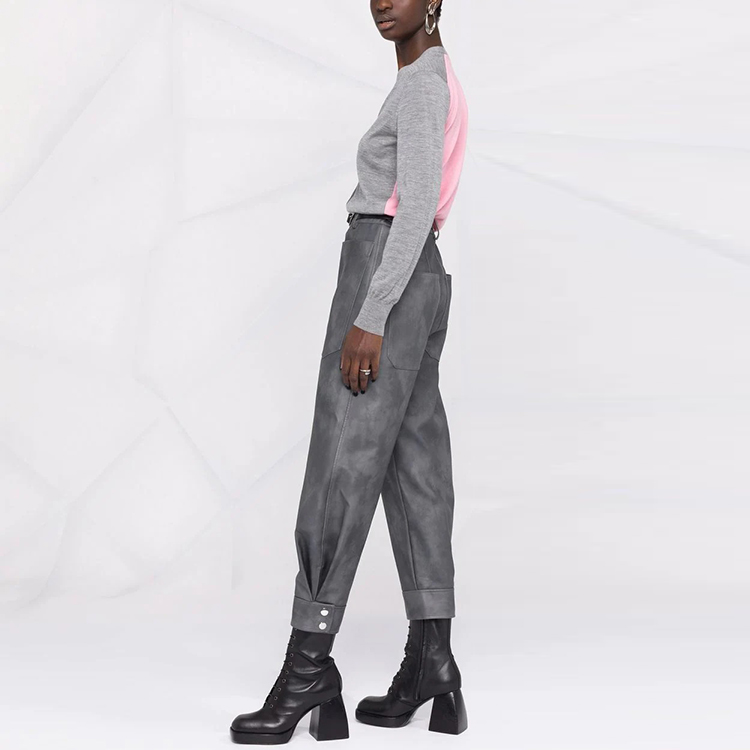 Purchase (W) 亞歷山大·麥昆拼接針織長袖毛衣灰色 667839-Q1AVV-1101