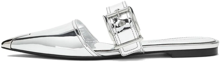 women-alexander-mc-queen-patent-leather-buckle-pointed-toe-slide-silver-744490-w4-wg-18100