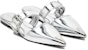 (Women) Alexander McQueen Patent Leather Buckle Pointed Toe Slide 'Silver' 744490W4WG18100