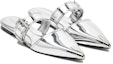 Order (Women) Alexander McQueen Patent Leather Buckle Pointed Toe Slide 'Silver' 744490W4WG18100