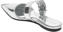 Shop (Women) Alexander McQueen Patent Leather Buckle Pointed Toe Slide 'Silver' 744490W4WG18100