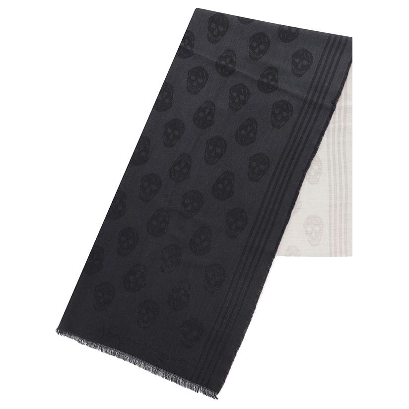(Women) Alexander McQueen Patterned Cotton Wool Scarf Women’s Black 6637243200Q1078