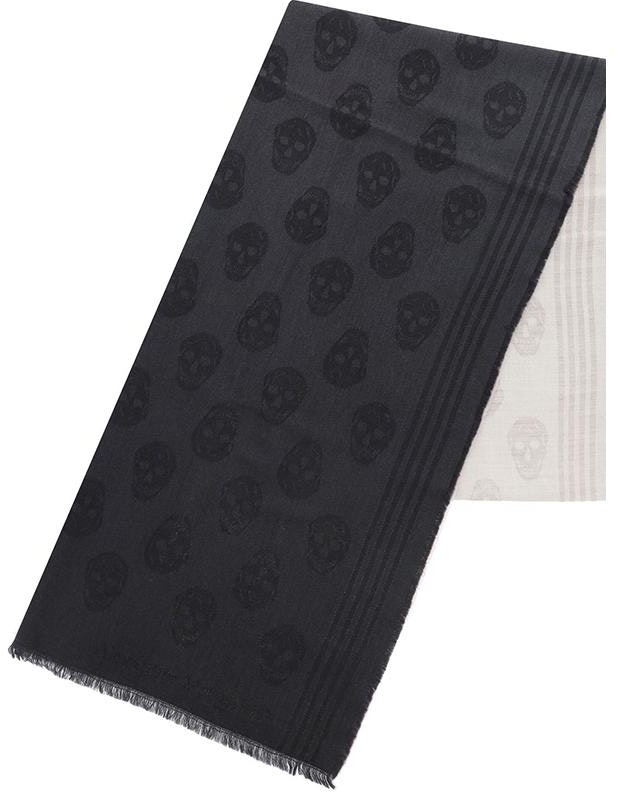 women-alexander-mc-queen-patterned-cotton-wool-scarf-women-s-black-6637243200-q1078
