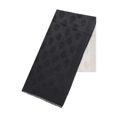 (Women) Alexander McQueen Patterned Cotton Wool Scarf Women’s Black 6637243200Q1078
