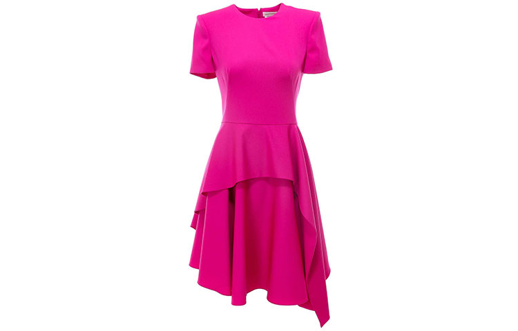 Order (Women) Alexander McQueen Pink Pleated A-Line Short Sleeve Dress 609168-QJAAC-5033
