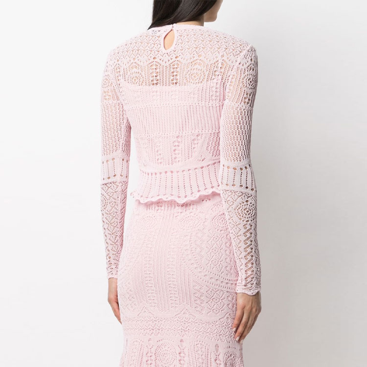 Details for (W) Alexander McQueen Baju Crewneck Lengan Panjang Mesh Knit Merah Jambu 650278-Q1ASD-5059