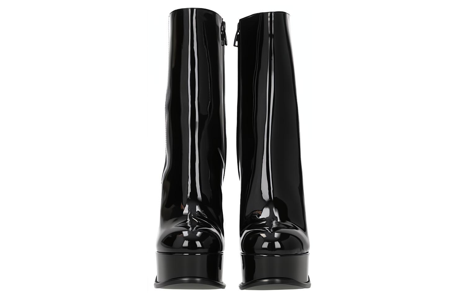 Shop 亞歷山大·麥昆 漆皮 時尚套穿 短靴 13.5公分 女款 黑色