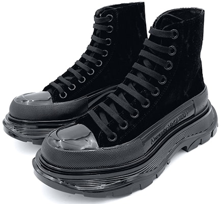 (W) Alexander McQueen Platform Boot 'Velvet Hitam' 658077W4PY11081 Order (W) Alexander McQueen Platform Boot 'Velvet Hitam' 658077W4PY11081