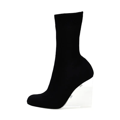 (W) Alexander McQueen Platform Slip-On Bootie 'Black Fabric'