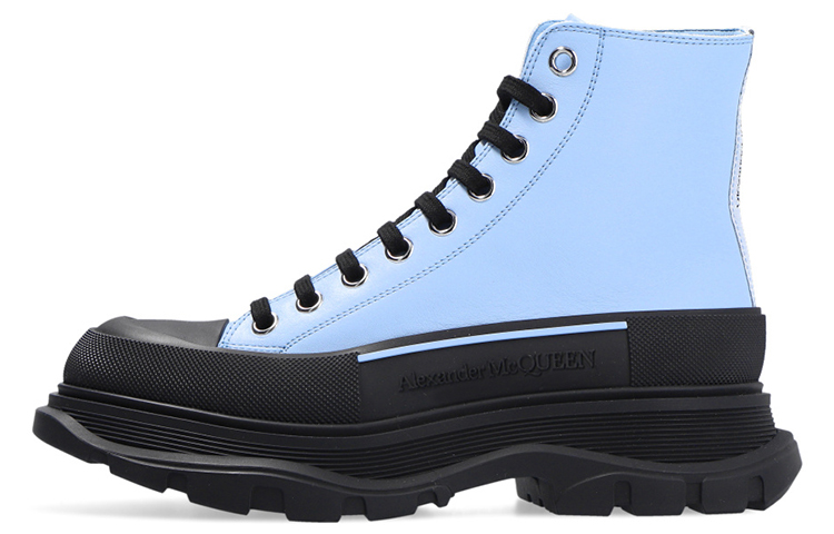 Buy Alexander McQueen亞歷山大麥昆 皮革 厚底鞋 女款 藍黑色